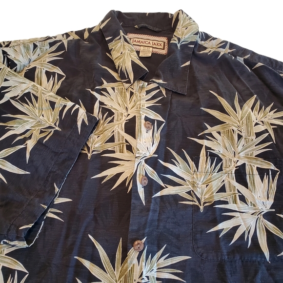 Jamaica Jaxx Men's Shirt Silk Hawaiian Short Sleeve Button Palm Trees Black XL - Picture 3 of 14